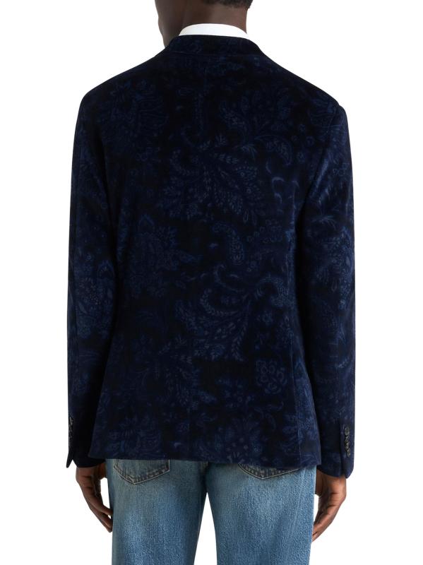 #4: جاكيت بيزلي مخملي وحيد الصدر - أزرق داكن