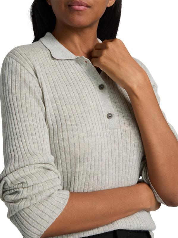 #5: سترة بولو من الحرير والكشمير - اللون الرمادي