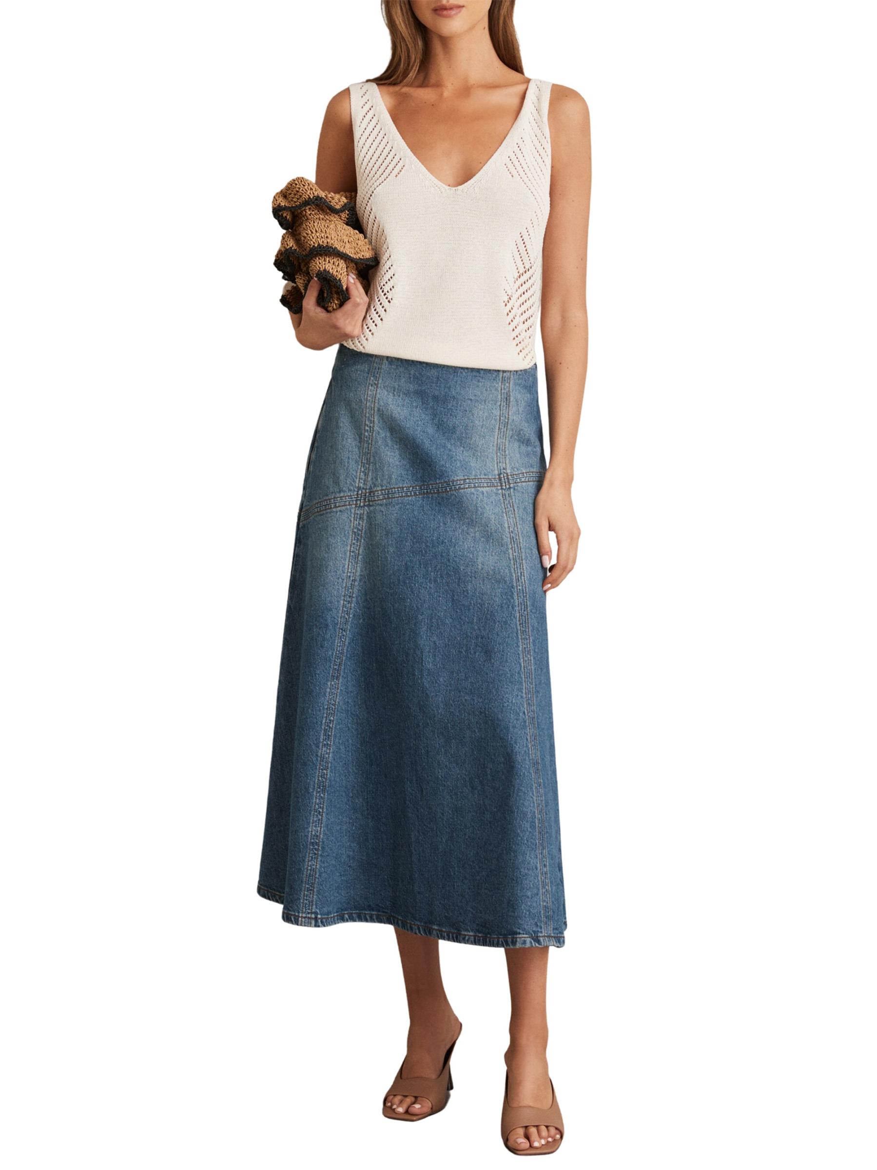 Shop Reiss - Fee Denim Midi-Skirt | Saks Fifth Avenue United