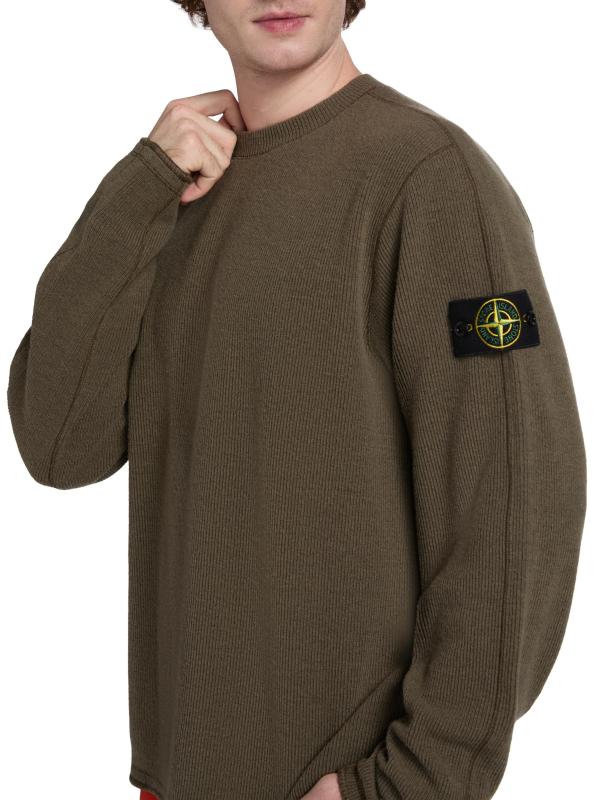 #5: سويت شيرت برقبة مستديرة من الصوف والنايلون - أخضر عسكري