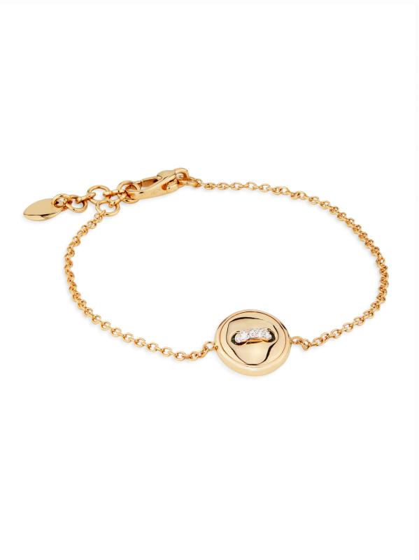 Pom Pom Dot 18K Rose Gold, Turquoise 
0.03 TCW Diamond Reversible Charm Bracelet