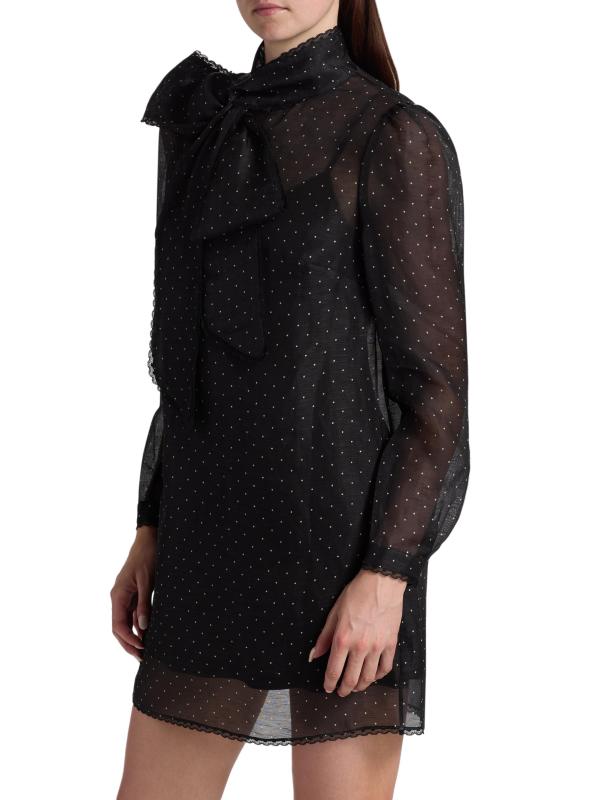 #3: فستان دريم بولكا دوت قصير بياقة مستديرة - نقطة سوداء