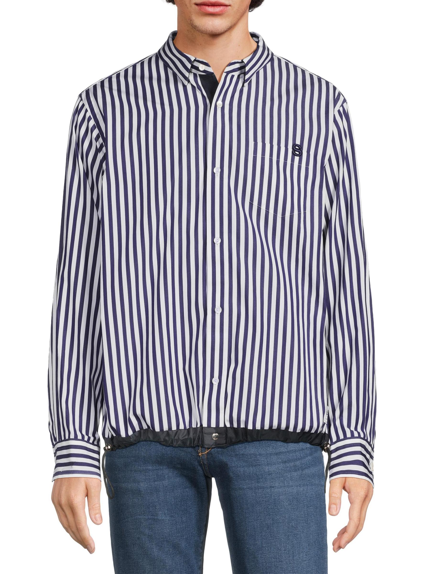 Shop Sacai - Thomas Mason Striped Cotton Poplin Shirt | Saks Fifth