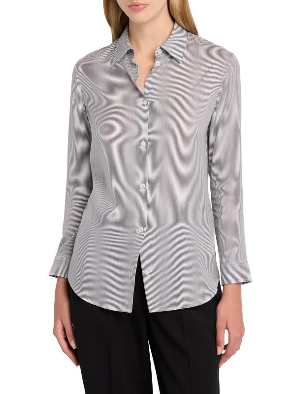 #2: قميص بيترا سترايب من الحرير البوبلين - أبيض داكن