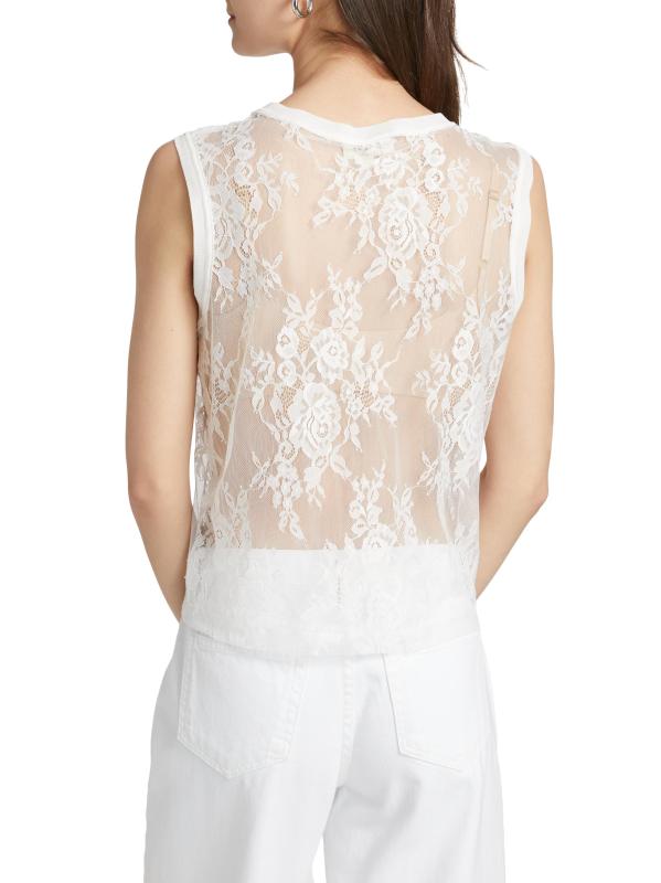 #4: بلوزة بدون أكمام من الدانتيل الشفاف من براكسس - عاجيي