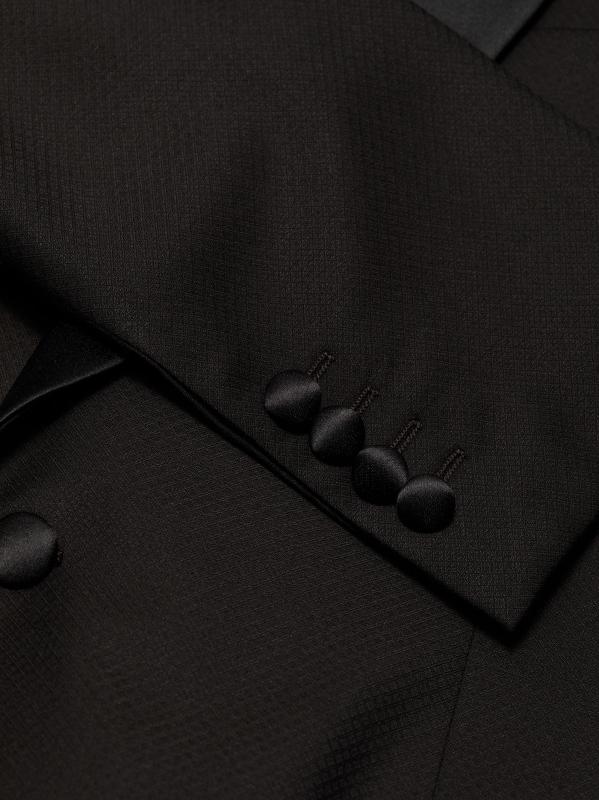 #5: بدلة توكسيدو أحادية الصدر من الصوف البكر بنقشة دقيقة - براون