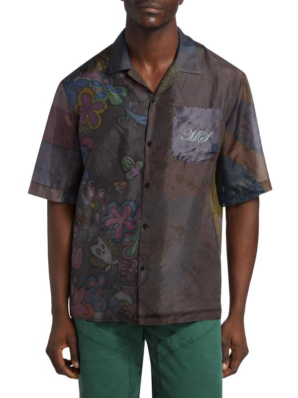 Tシャツ・カットソー MARINE SERRE 'Regenerated Silk Scarves Bowling' shirt Regenerated Silk Scarves Bowling Shirt • Marine Serre