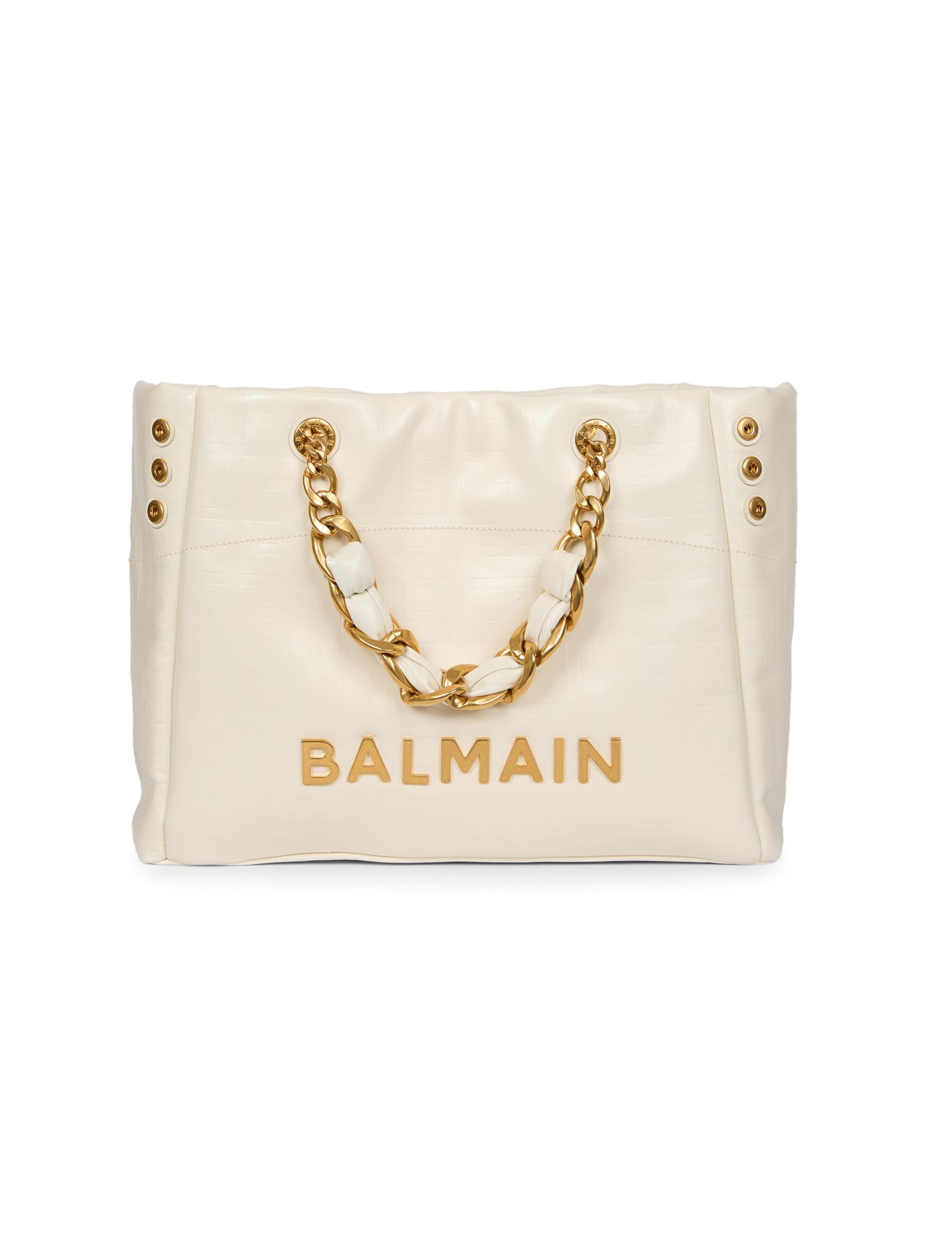 【BALMAIN】1945 ジャカード トートバッグ レザートリム Balmain 1945 Monogram Jacquard Cabas Tote Bag | Saks Fifth