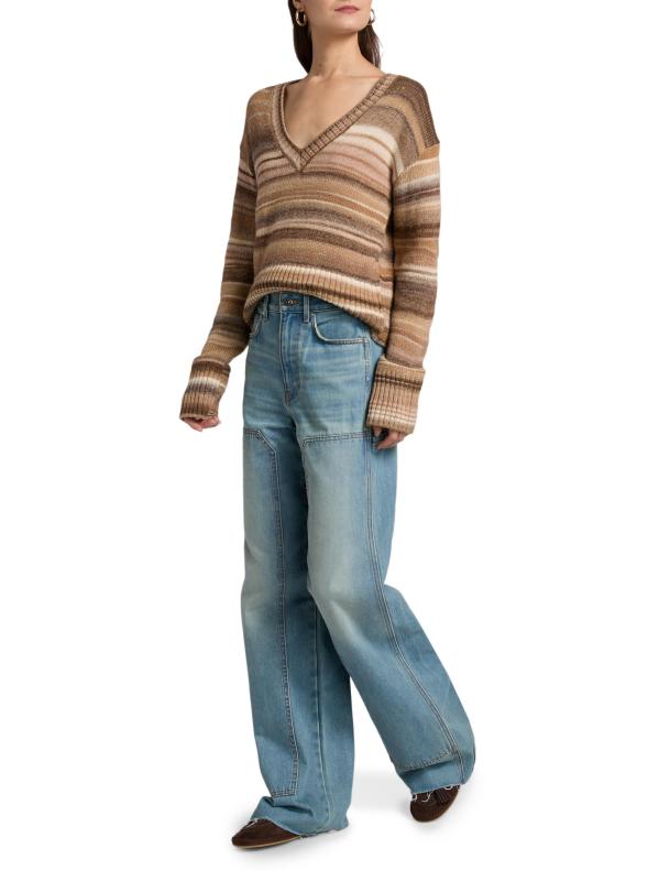 #7: بنطال جينز تايلور عالي الارتفاع بساق واسعة - الوهج الأزرق