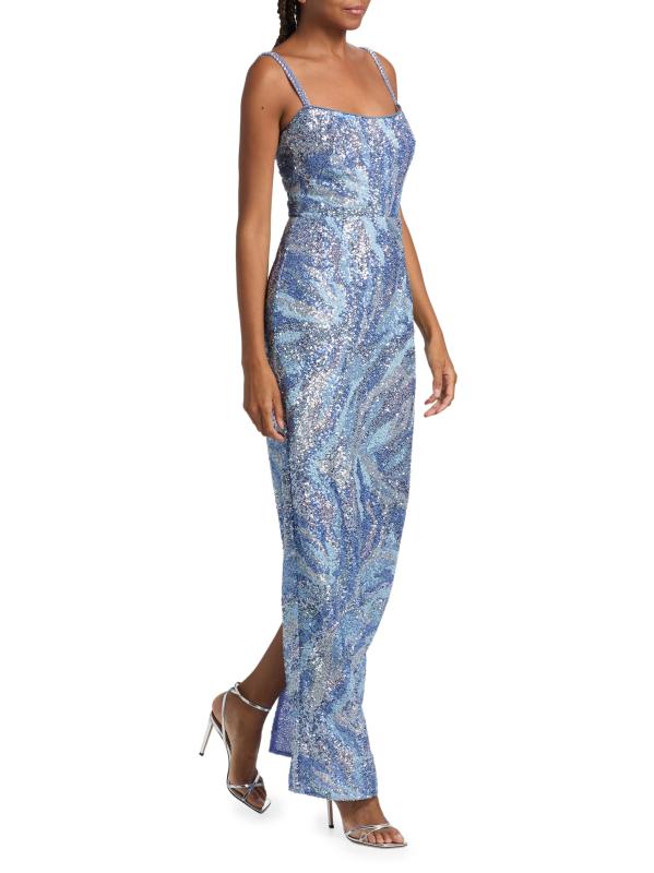 #7: فستان داليا ماكسي مزيّن بالترتر - بلو مالتي