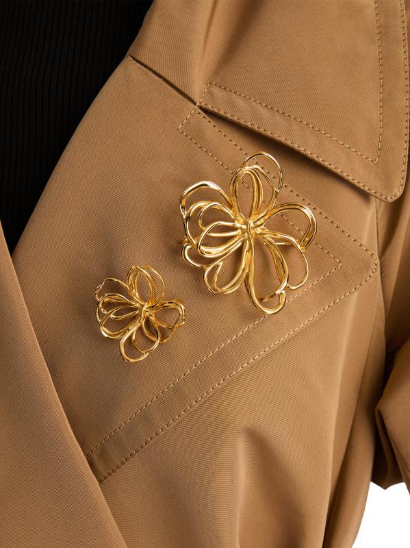 #2: بروش زهور سلكي كبير مطلي بالذهب عيار 24 قيراطًا - الذهب