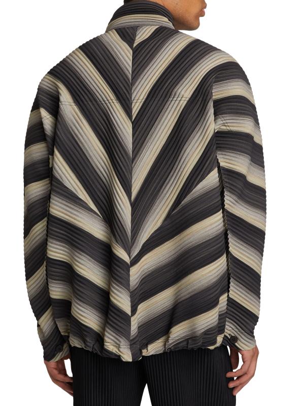 美品！HOMME PLISSÉ ISSEY MIYAKE ストライプ ジャケット Homme Plissé Issey Miyake - ストライプ・プリーツ・オーバー