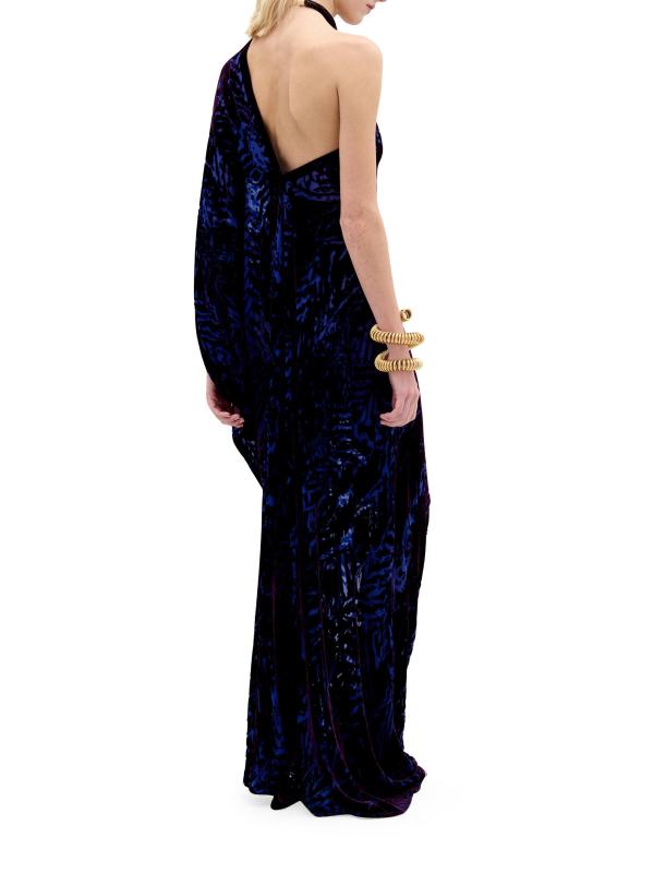 #3: فستان Erica Stripe من المخمل بكتف واحد - مخمل الباذنجان