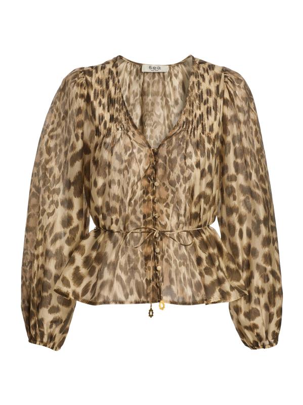 بلوزة كلود بنقشة جلد الفهد