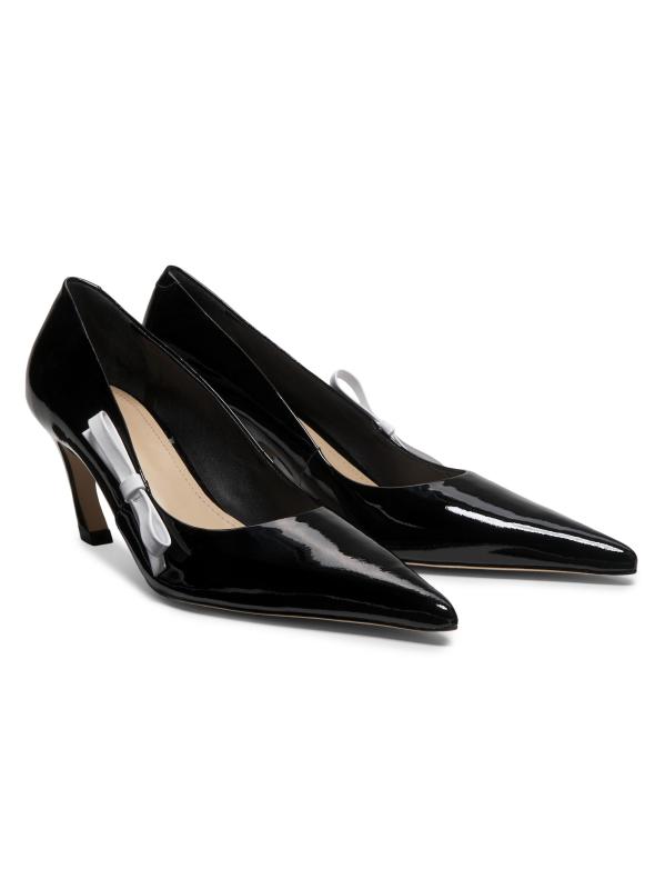 #2: مضخات جلدية حاصلة على براءة اختراع بتفاصيل قوس متباينة مقاس 65 مم - أسود + أبيض