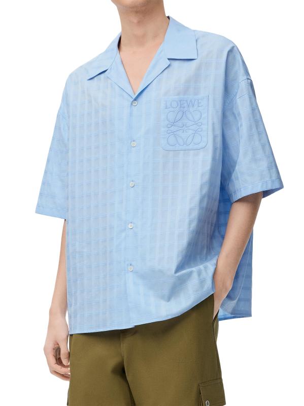 #2: قميص كامب من القطن المخلوط بشعار الماركة - أزرق فاتح