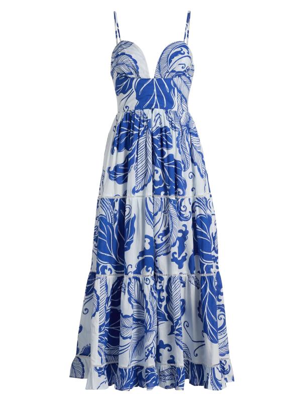 فستان ميلينا متوسط الطول من القطن بطبعة مرجانية