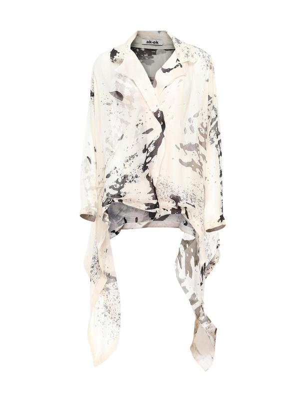 قميص بقماش حريري مطبوع