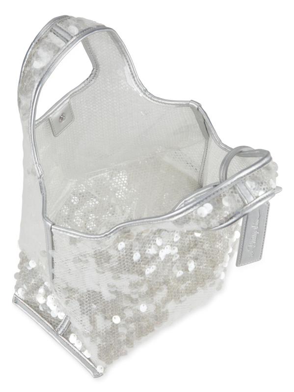 #4: حقيبة تسوق صغيرة مزيّنة بالترتر الشبكي - فضة