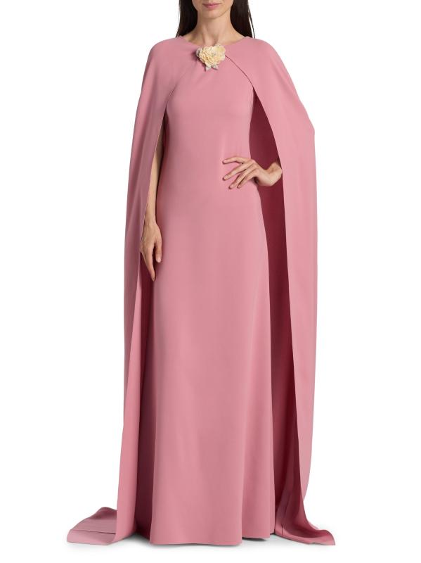 #7: قفطان مزيّن بأكمام منسدلة من مزيج الحرير - وردة عتيقة