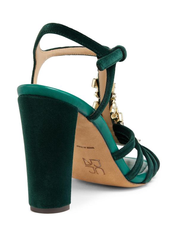 #3: صندل بيانكا 100 ملم من المخمل المزيّن بحزام على شكل حرف T - TURQUOISE AQUA