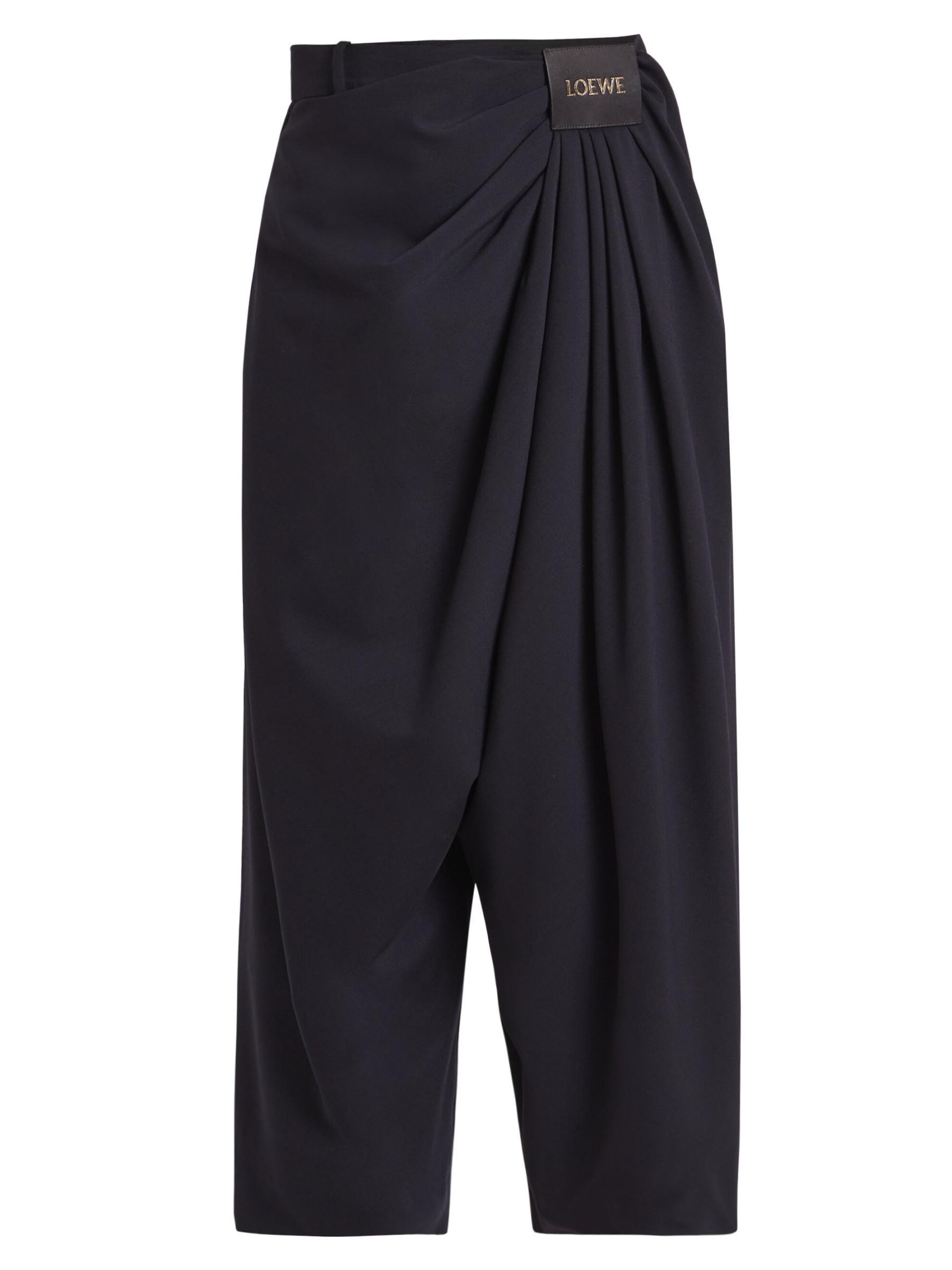 パンツ LOEWE Cropped Draped Trouser in Dark Navy Blue Shop Loewe - Cropped Draped Trousers | Saks Fifth Avenue