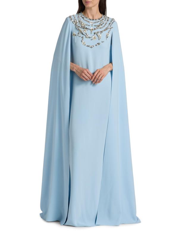 #7: فستان من مزيج الحرير المطرز والمزين بالكريستال - سكاي