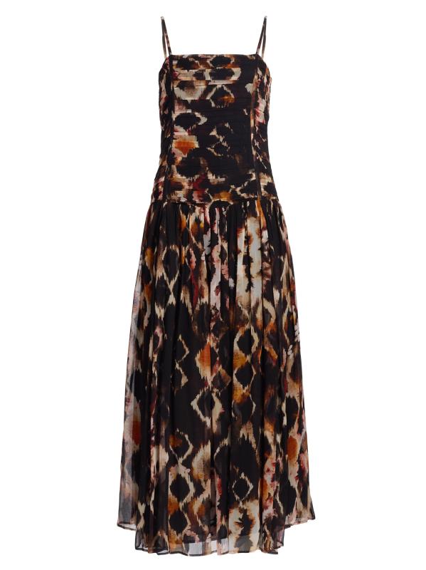Fleetwood Jackie Printed Crinkle Chiffon Midi-Dress