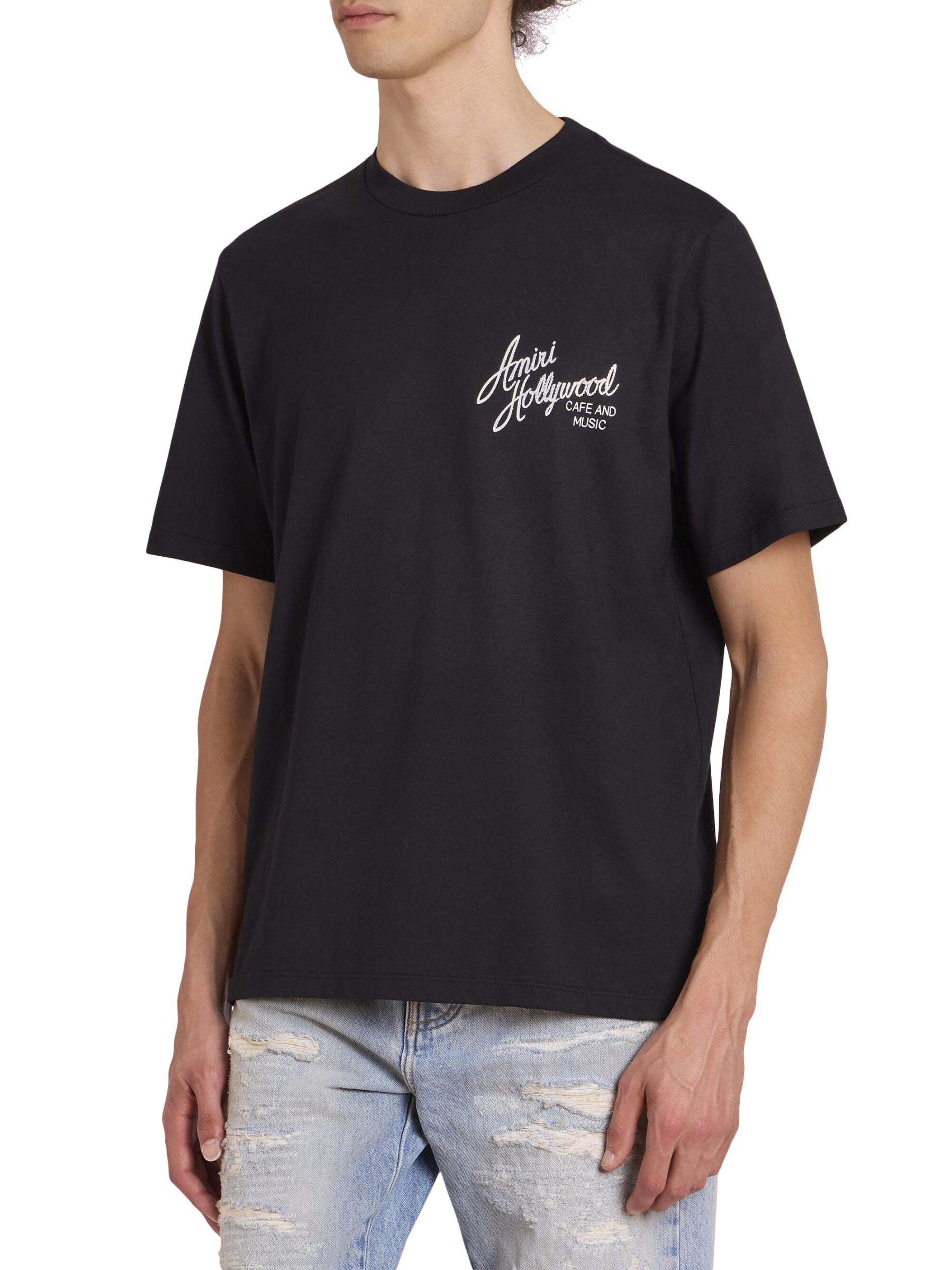 AMIRI Hollywood 半袖 ロゴ Tシャツ コットン Black 関税送料込 AMIRI Hollywood T-shirt | Black | FARFETCH JO
