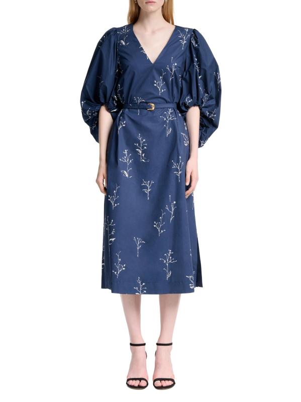 #2: فستان متوسط الطول من القطن بحزام مطبوع من كوري - بيري