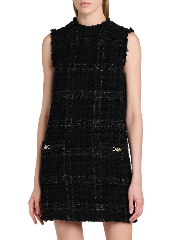 #2: فستان تويد شيفت من مزيج القطن - أسود
