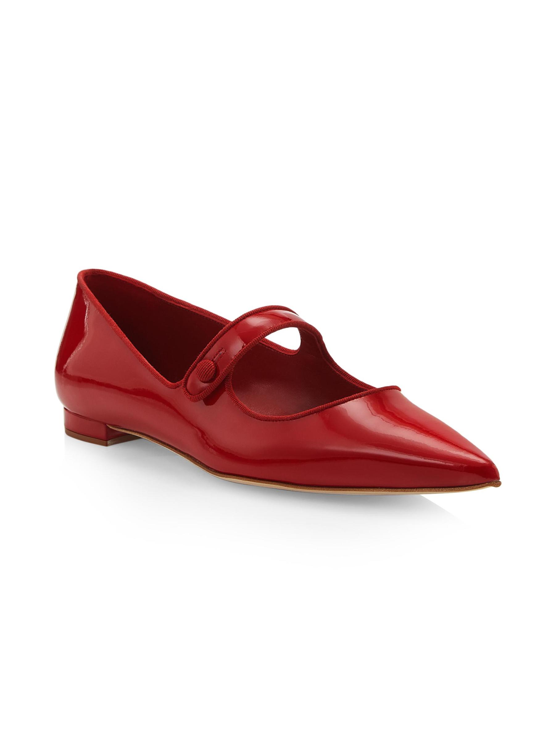 manolo blahnikカンパリ パテントレザー ナチュラル メリージェーン MANOLO BLAHNIK Campari パテントレザー バレエシューズ