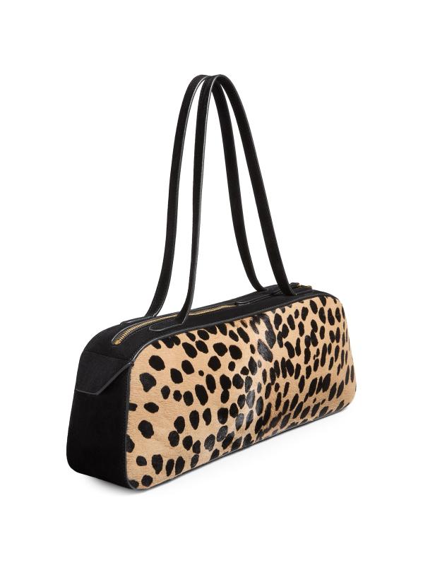 #4: حقيبة كتف سيمونا بنقشة جلد الفهد من شعر العجل - أسود الجمل