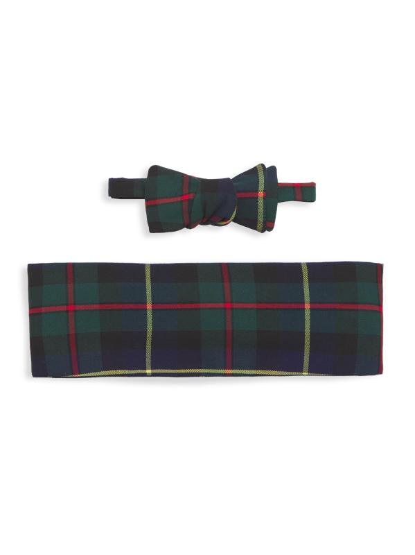 طقم ربطة عنق وربطة عنق من الصوف المنقوش