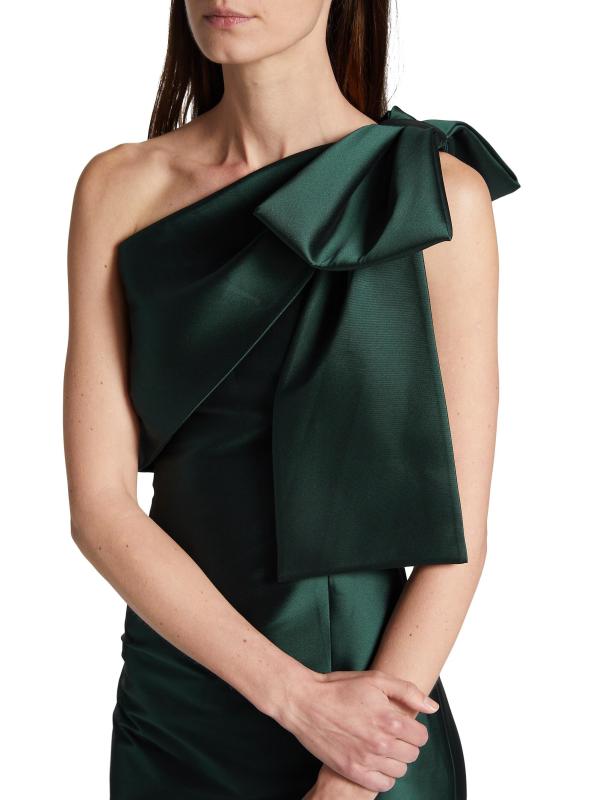 #5: فستان بوني ساتان بكتف واحد - فورست جرين