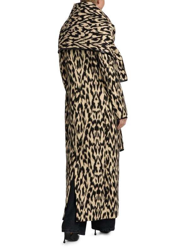 #4: معطف مزدوج الصدر من مزيج الصوف البكر بطبعة ديمي - نمر تجريدي