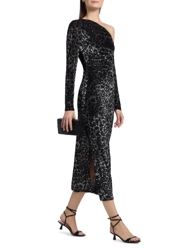 #7: فستان متوسط الطول مخملي من أناستازيا ليوبارد ديفوري - نضوب النمر الأسود