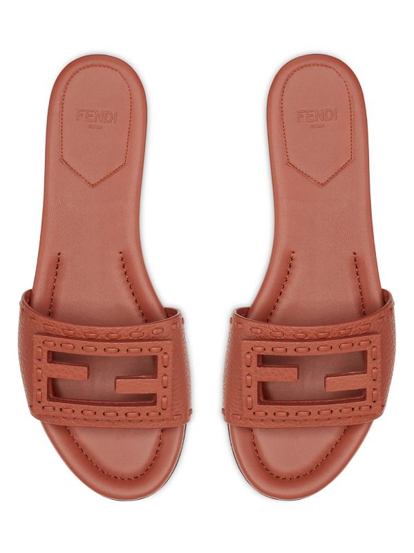 25新作 FENDI フェンディ バゲット レザー スライド サンダル FF FENDI フェンディ スライドサンダル Slide Baguette スライド