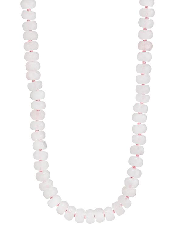 قلادة أوراكل من الذهب الأصفر عيار 14 قيراط وكريستال الكوارتز الوردي