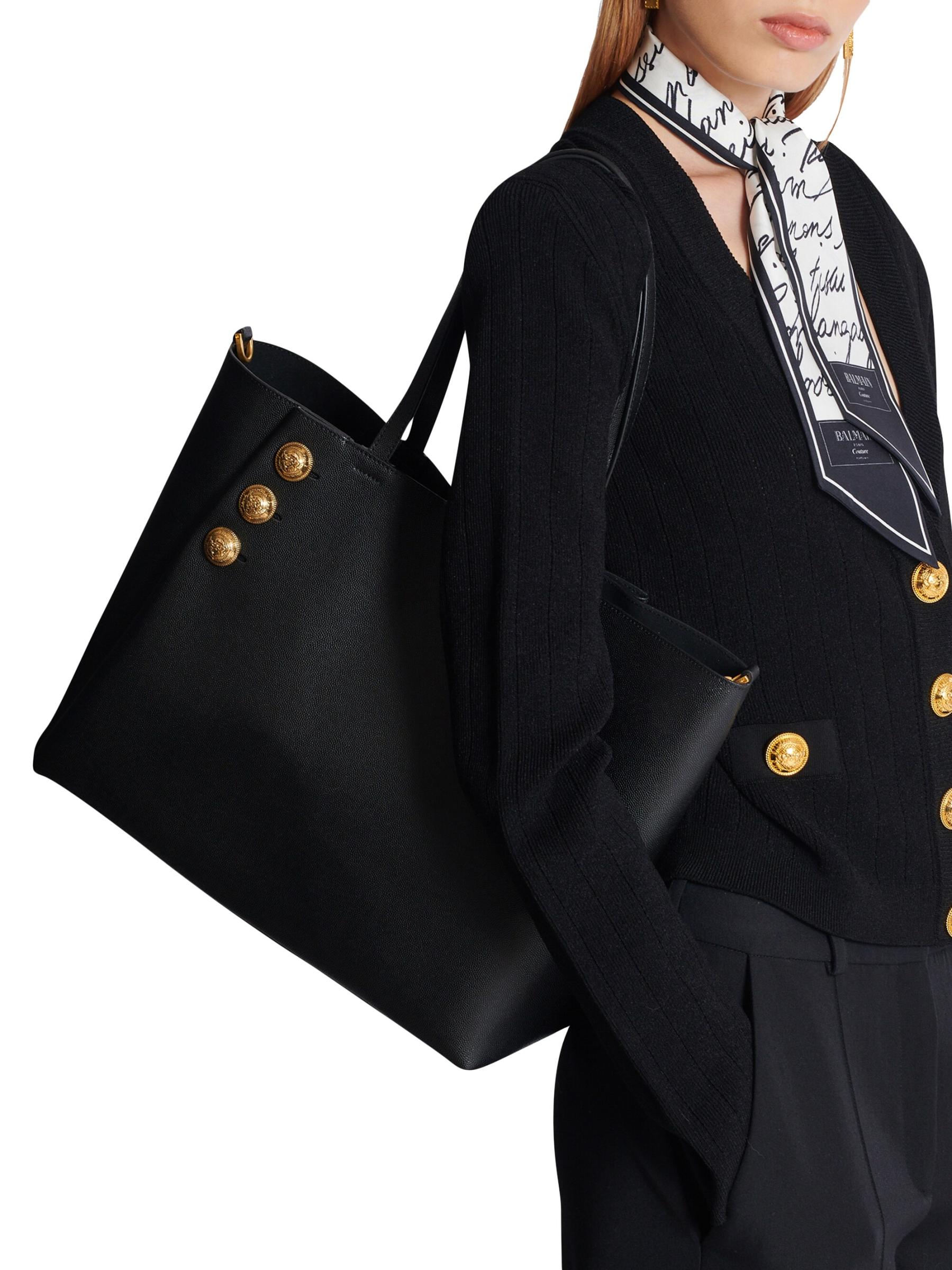 Shop Balmain - Emblème Grained Leather Tote Bag | Saks Fifth