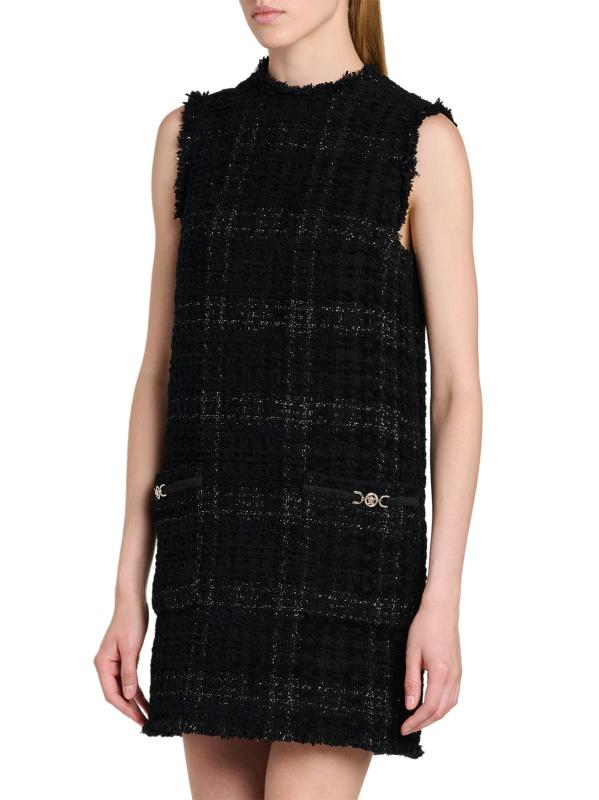 #3: فستان تويد شيفت من مزيج القطن - أسود