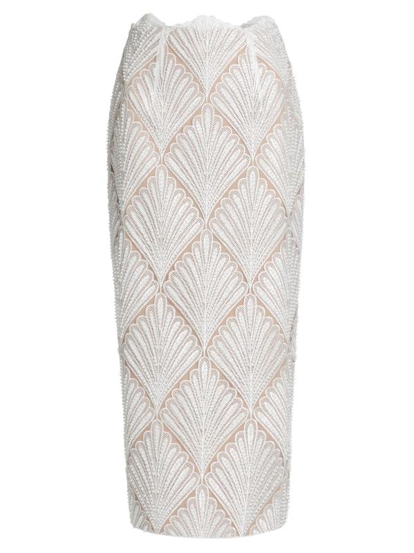 تنورة متوسطة الطول بقلم دانتيل صدفي هاربر