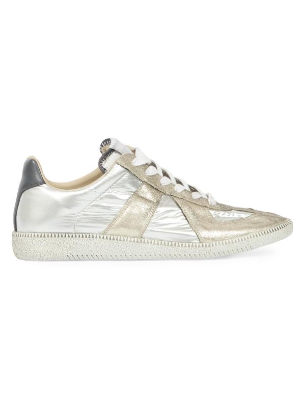 Replica Metallic Leather Low-Top Sneakers