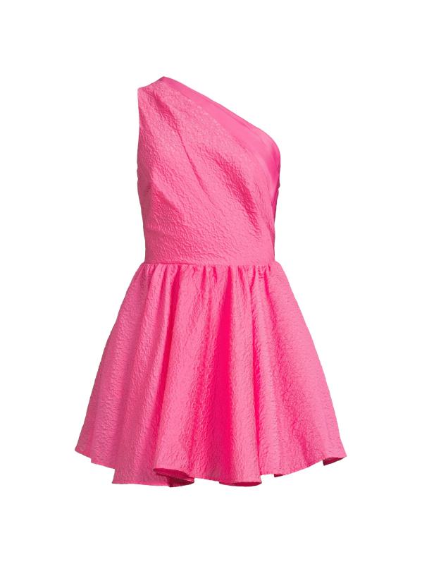 Jo Jacquard One-Shoulder Minidress