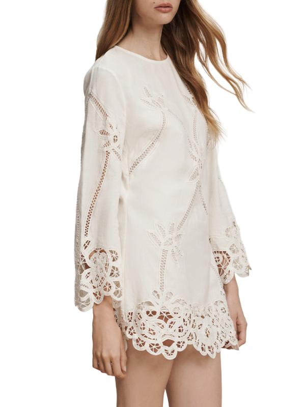 #4: فستان Amberg القصير من القطن والكتان - حمامة