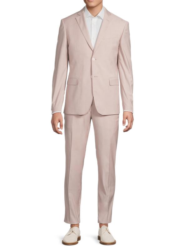 #6: بدلة من مزيج الصوف أحادي الصدر - وردي