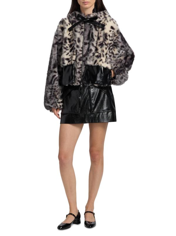 #7: جاكيت Hesse من الفرو الصناعي بنقشة جلد الفهد - نمر أبيض وأسود
