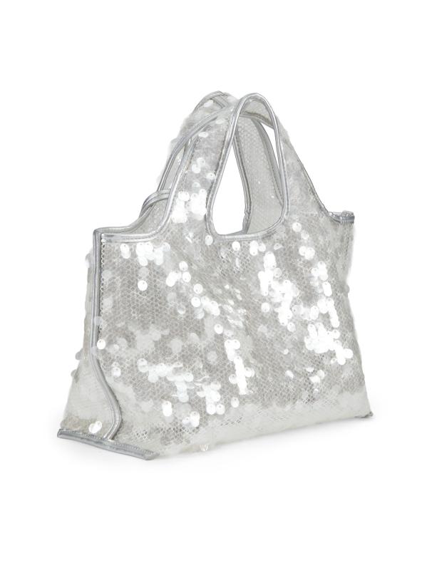 #3: حقيبة تسوق صغيرة مزيّنة بالترتر الشبكي - فضة