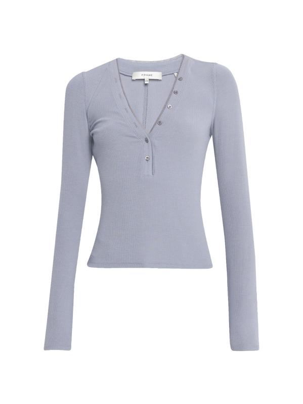 بلوزة هينلي المضلّعة ذات الحافة الشبكية