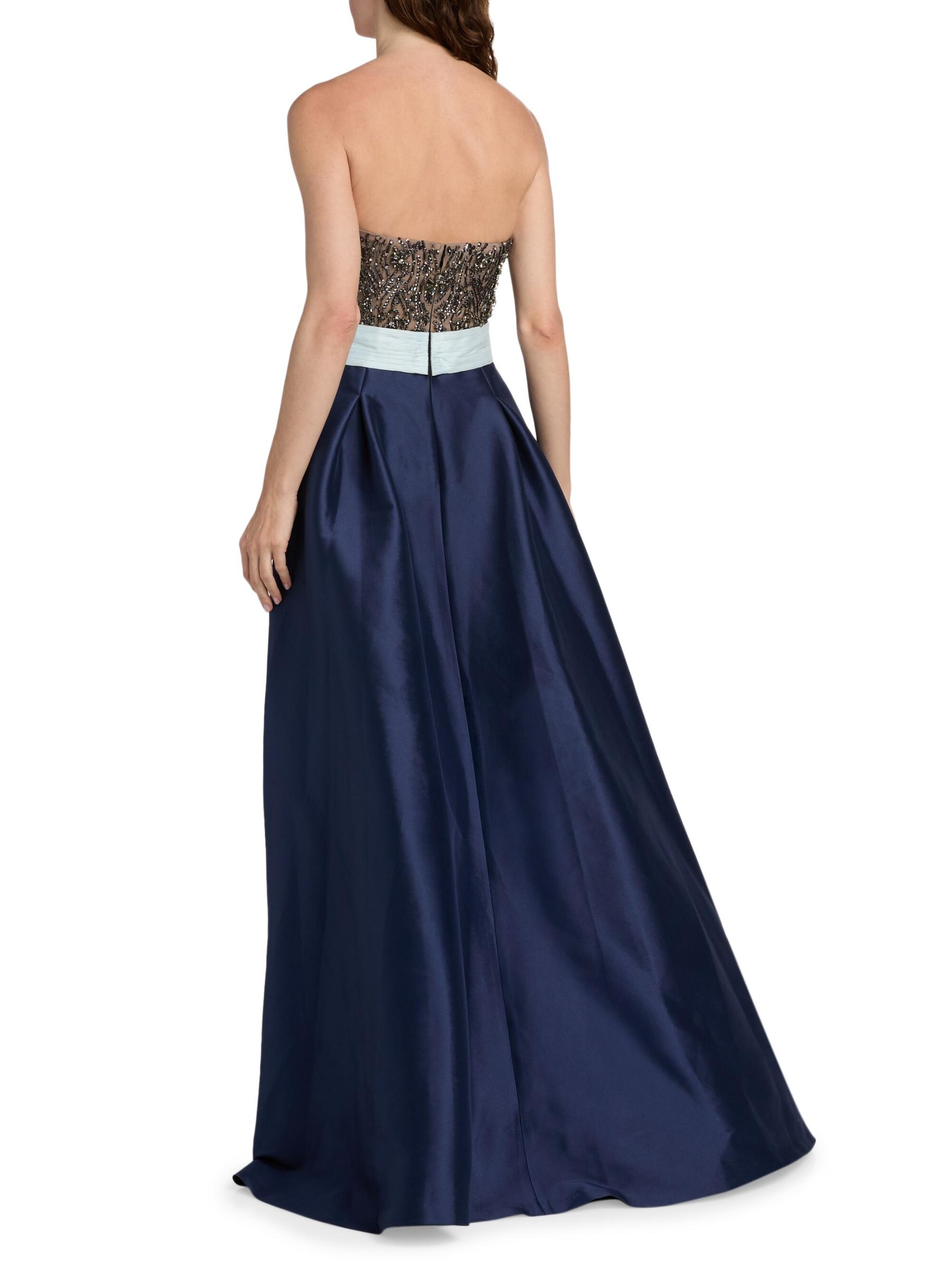 【Mac Duggal】ストラップレススウィートハート装飾ネットガウン ☆Mac Duggal☆ストラップレス スウィートハート フレアドレス